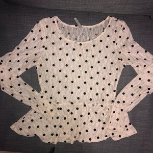 Super cute Paper Crane ruffled polka dot blouse!!!